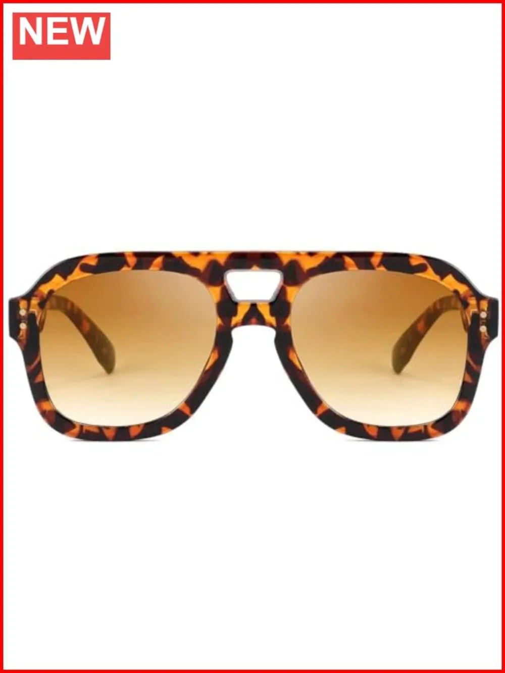 Vintage Aviator Sunglasses Double Bridge Square Thick Frame UV400